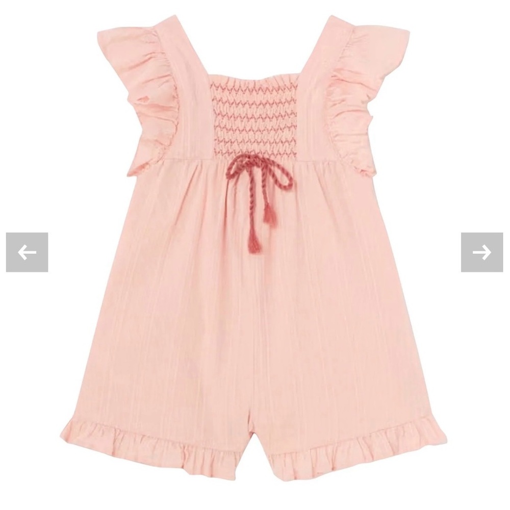 Mayoral Smocked Cotton Baby Girls Play Romper Peach Size 6 Months